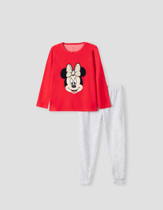 Pijama de Veludo Disney, Menina, Vermelho/ Cinza
