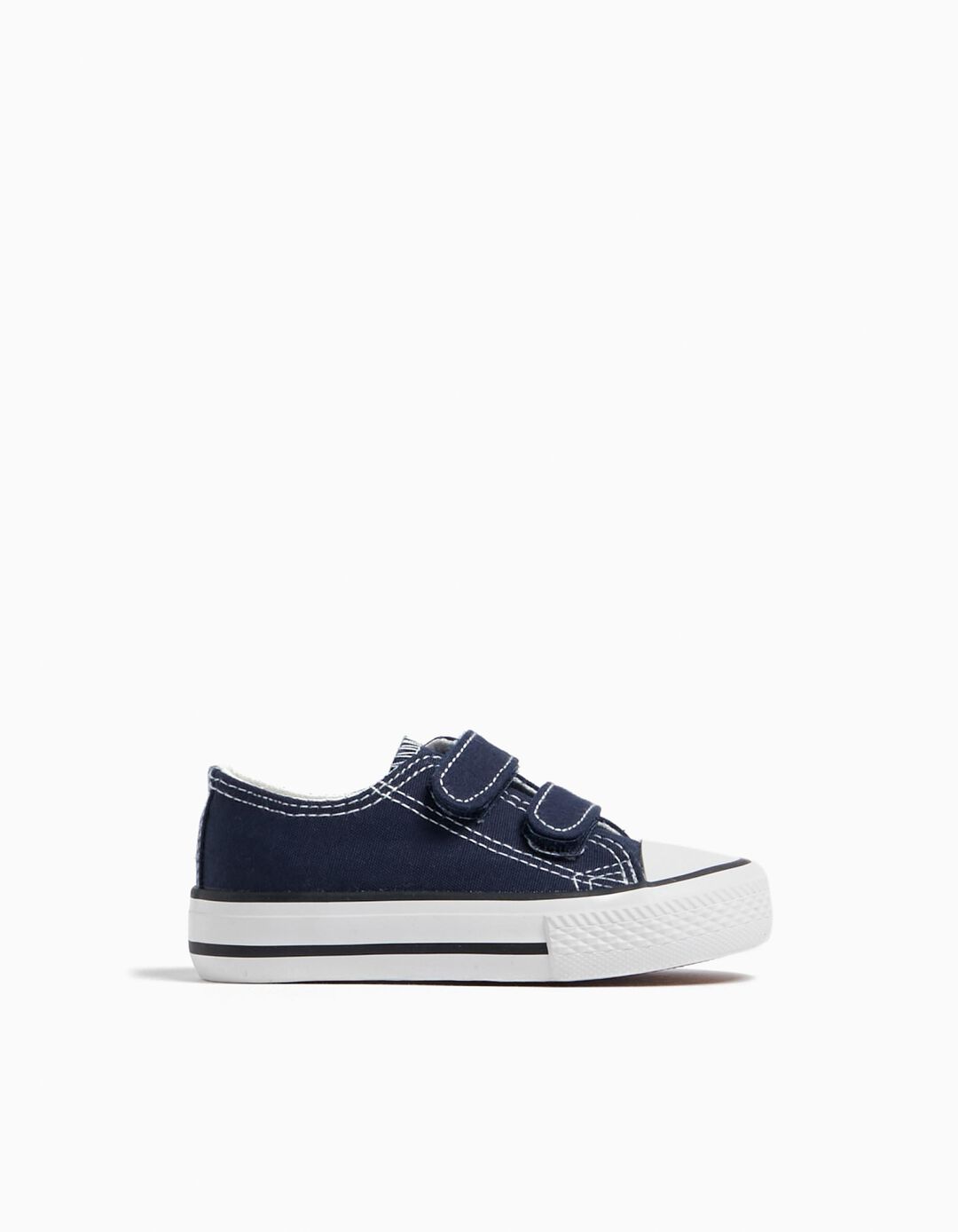 Canvas Sneakers with Self-Adhesive Straps, Baby Boy, Dark Blue