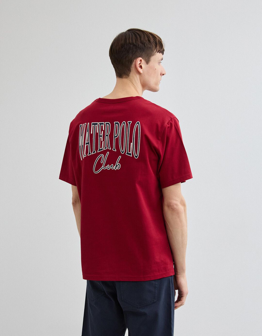 T-shirt Heavy Jersey Bordado, Homem, Vermelho Escuro