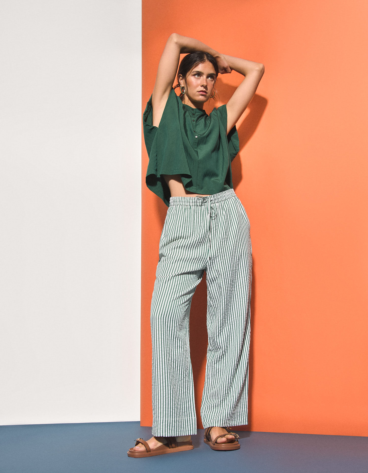Comprar Online Cal&ccedil;as Riscas, Mulher, Verde
