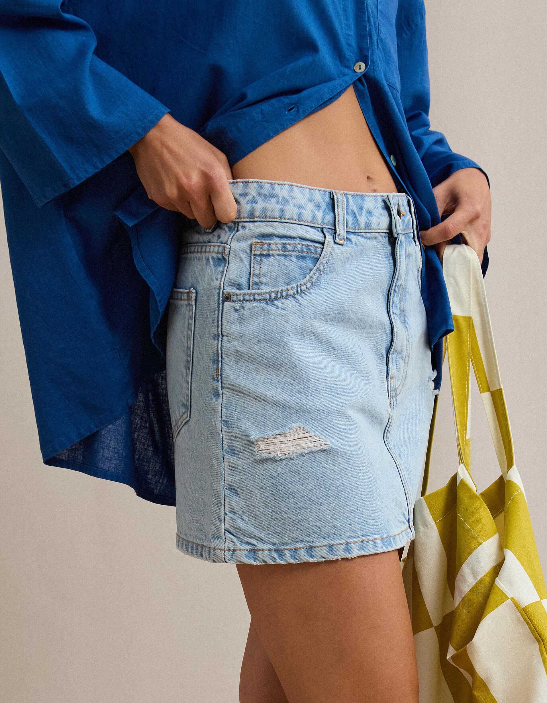 Comprar Online Mini Saia de Ganga, Mulher, Azul Claro