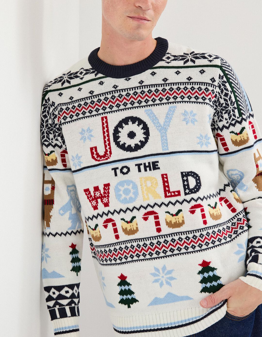 Camisola Natal de Malha, Homem, Bege 