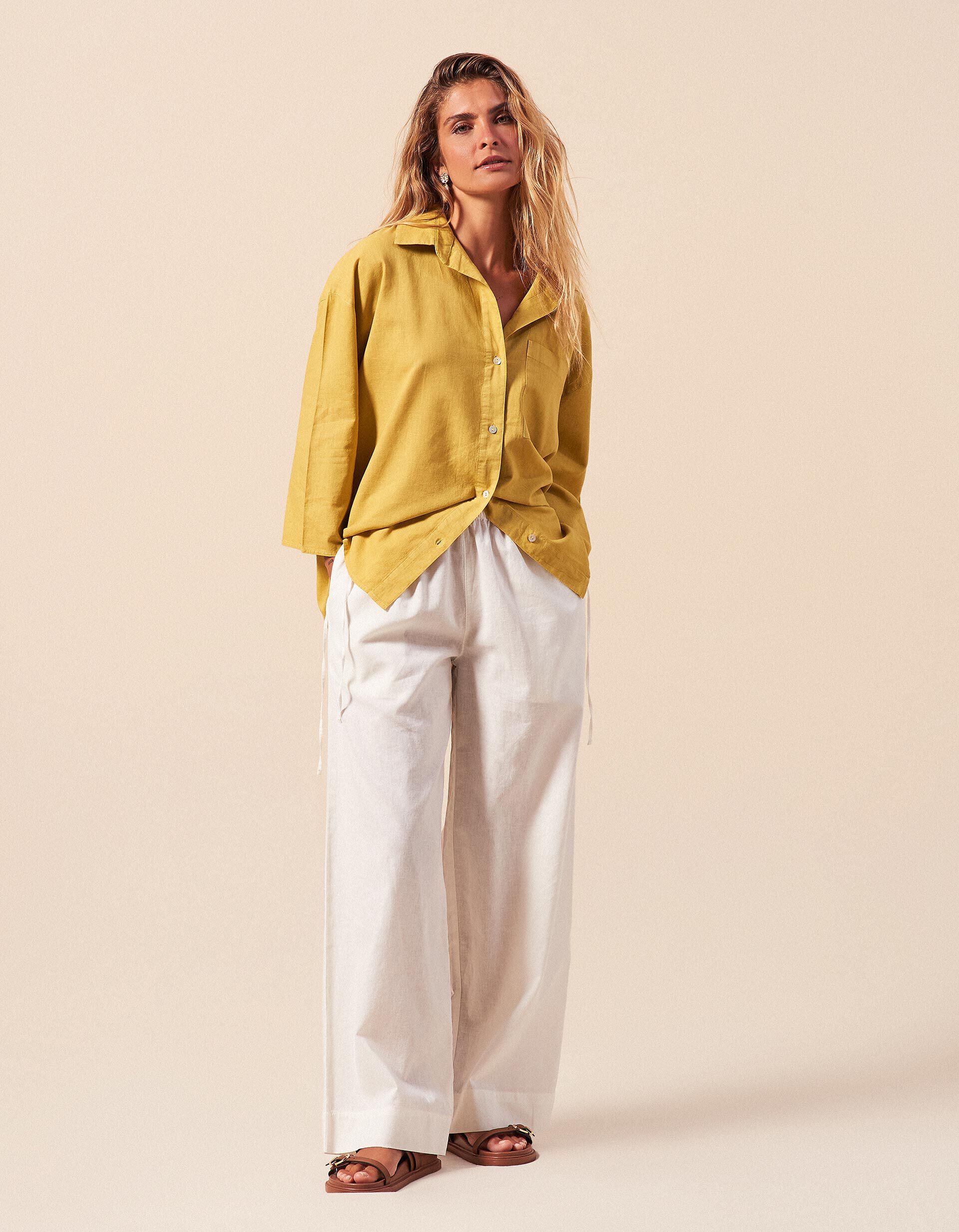 Comprar Online Cal&ccedil;as com Linho, Mulher, Branco