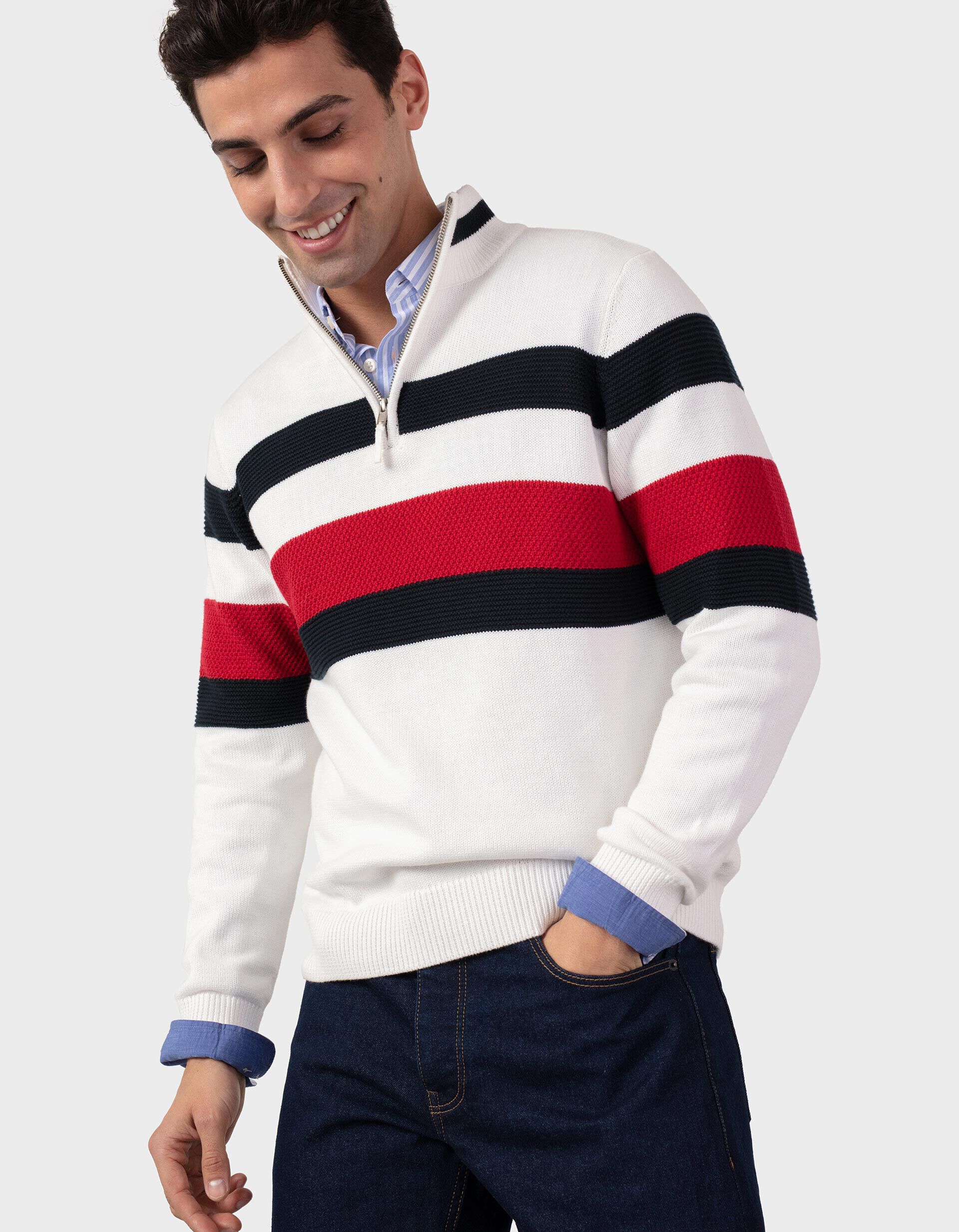 Camisola de malha com fecho homem