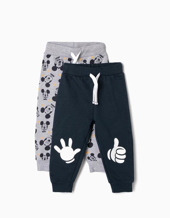 2 Cal&ccedil;as de Treino para Beb&eacute; Menino 'Mickey', Cinza e Azul Escuro