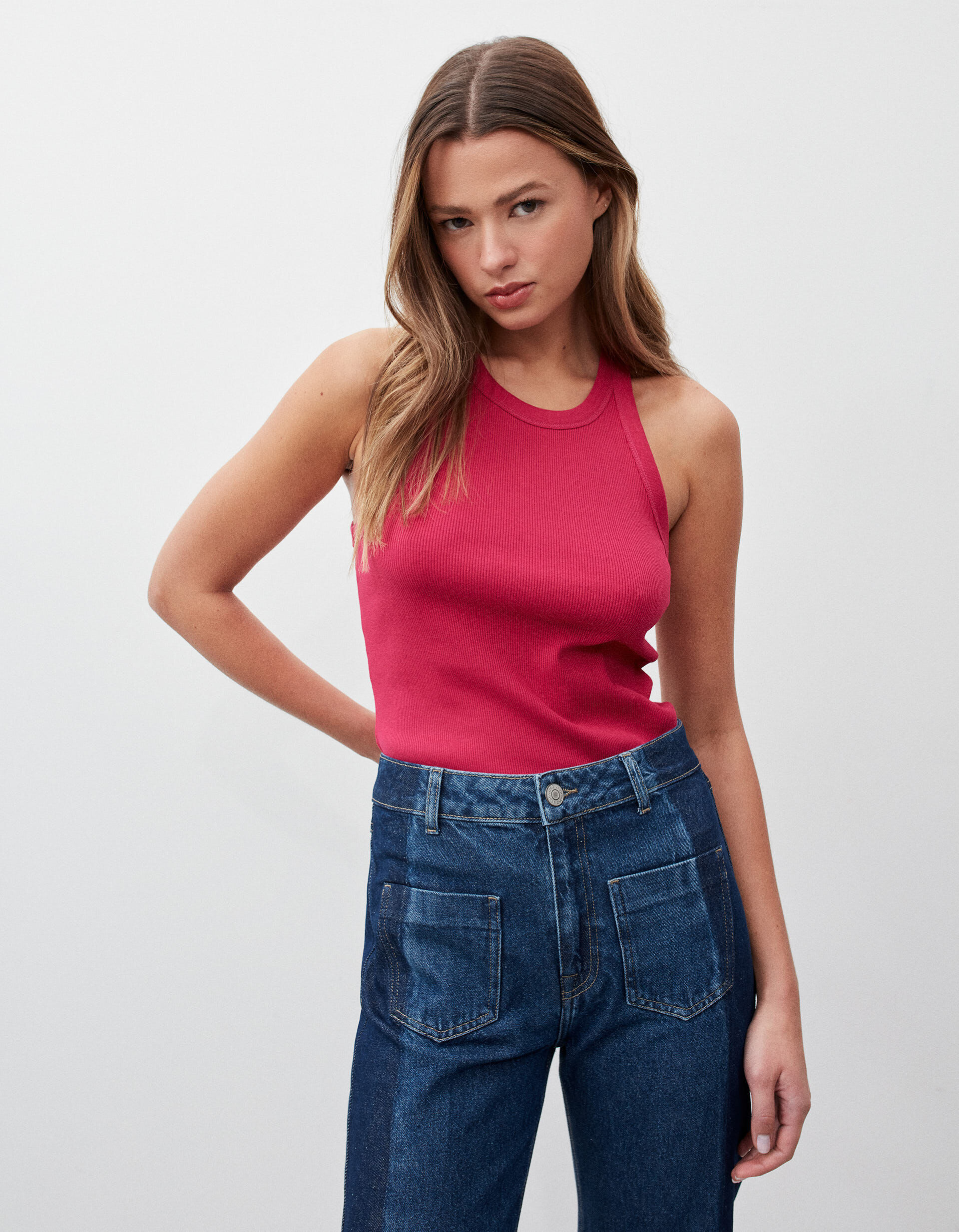 Comprar Online Ribbed Tank Top, Women, Dark Pink