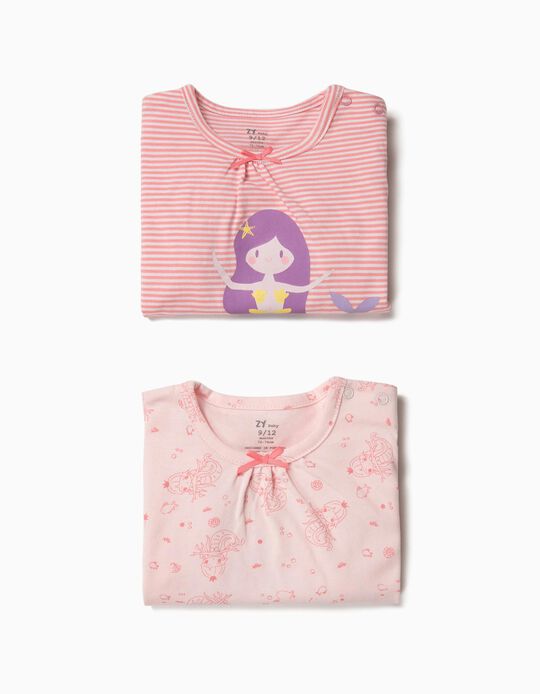 2 Babygrows para Beb&eacute; Menina 'Mermaid', Rosa