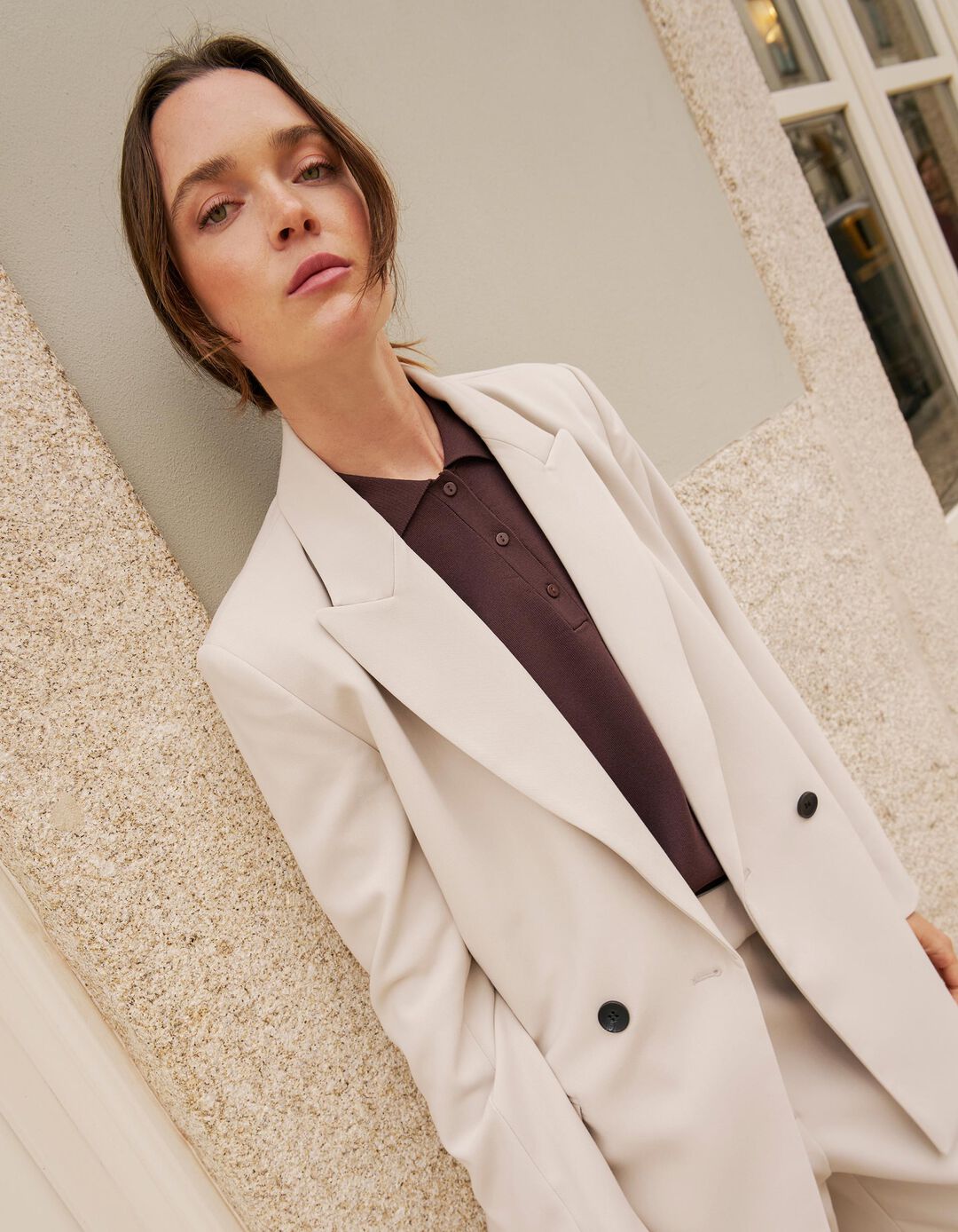 Blazer Oversize, Mulher, Bege