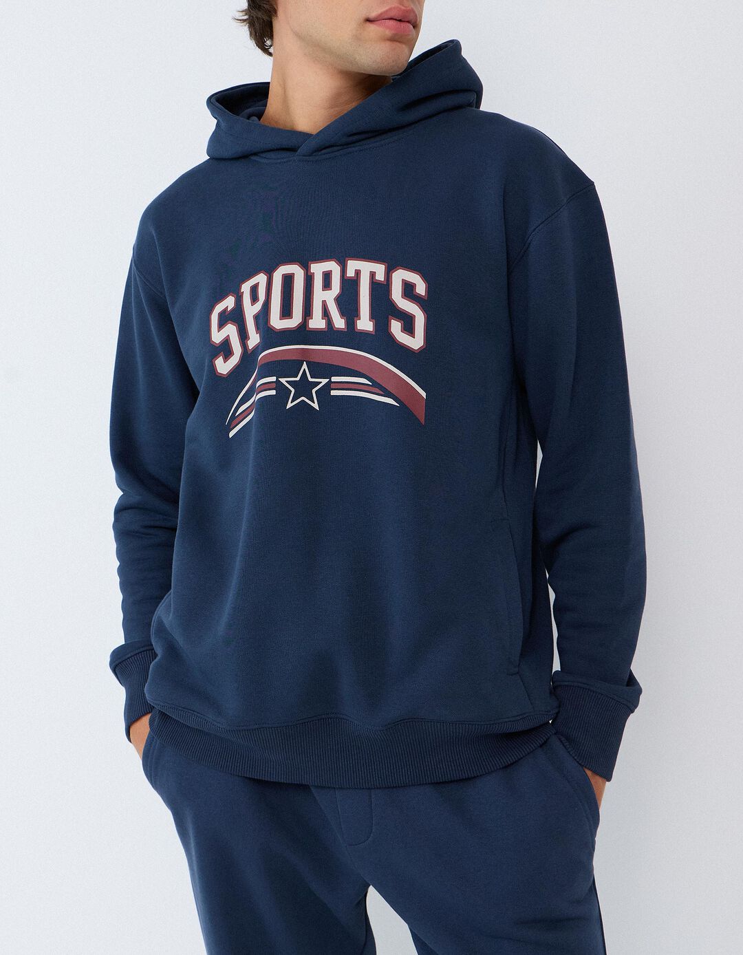 Sweatshirt De Felpa Estampada, Homem, Azul
