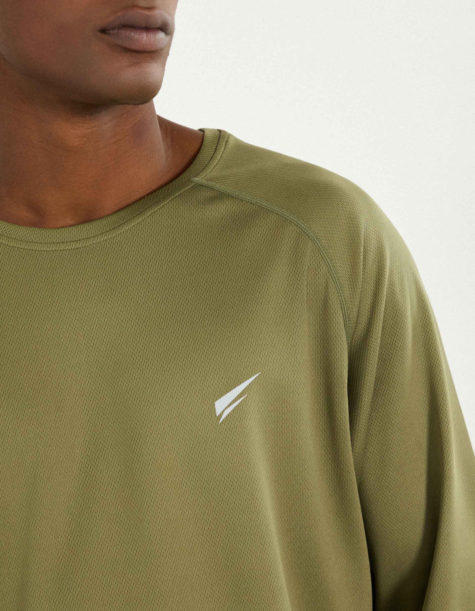 Comprar Online T-shirt Manga Comprida de Desporto, Homem, Verde Escuro