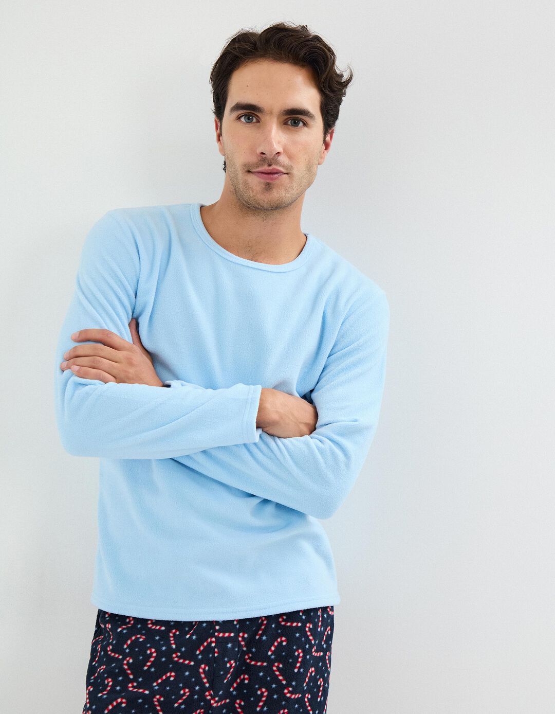 Pijama Polar Natal, Homem, Azul Claro 