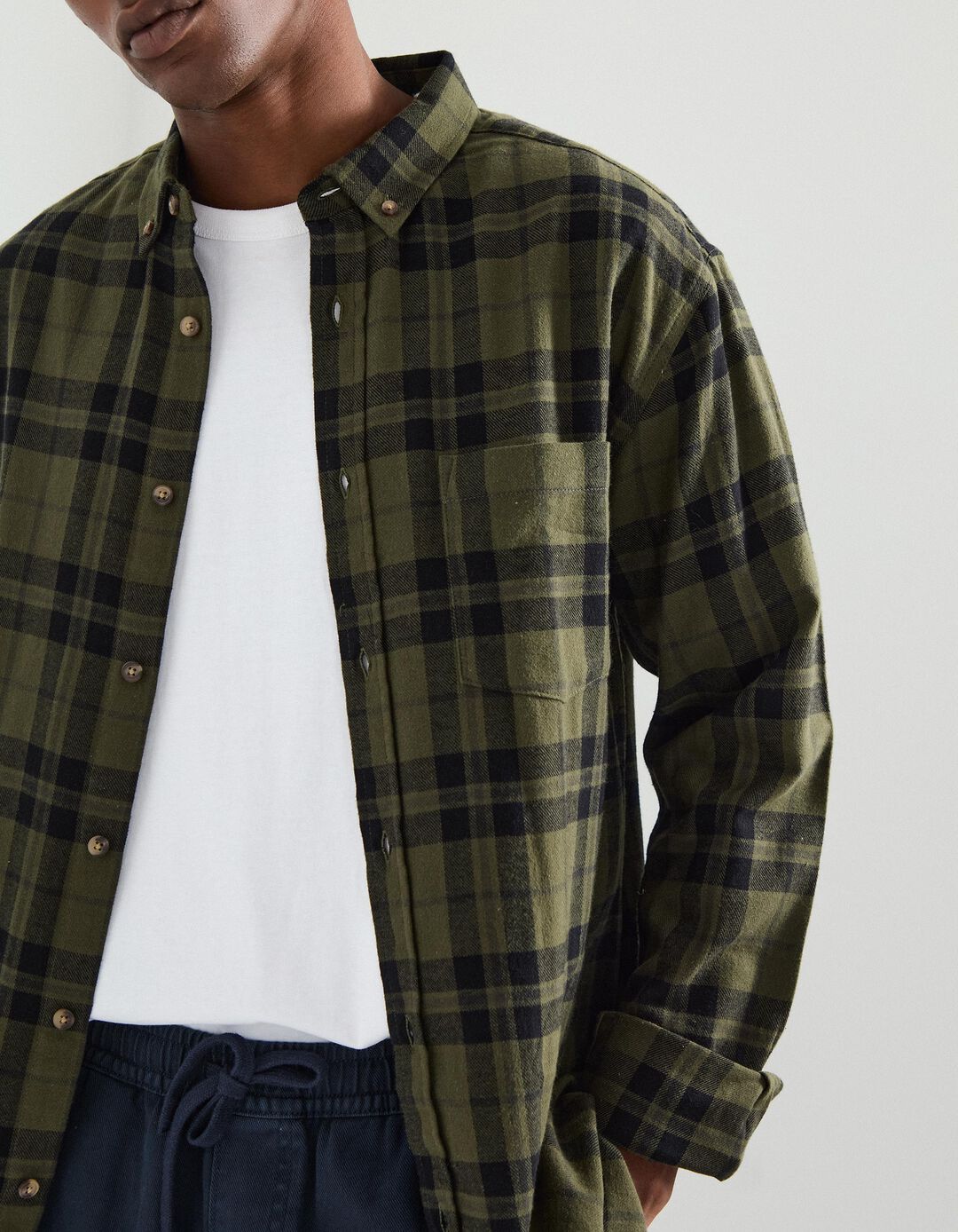 Camisa Flanela de Xadrez, Homem, Verde Escuro