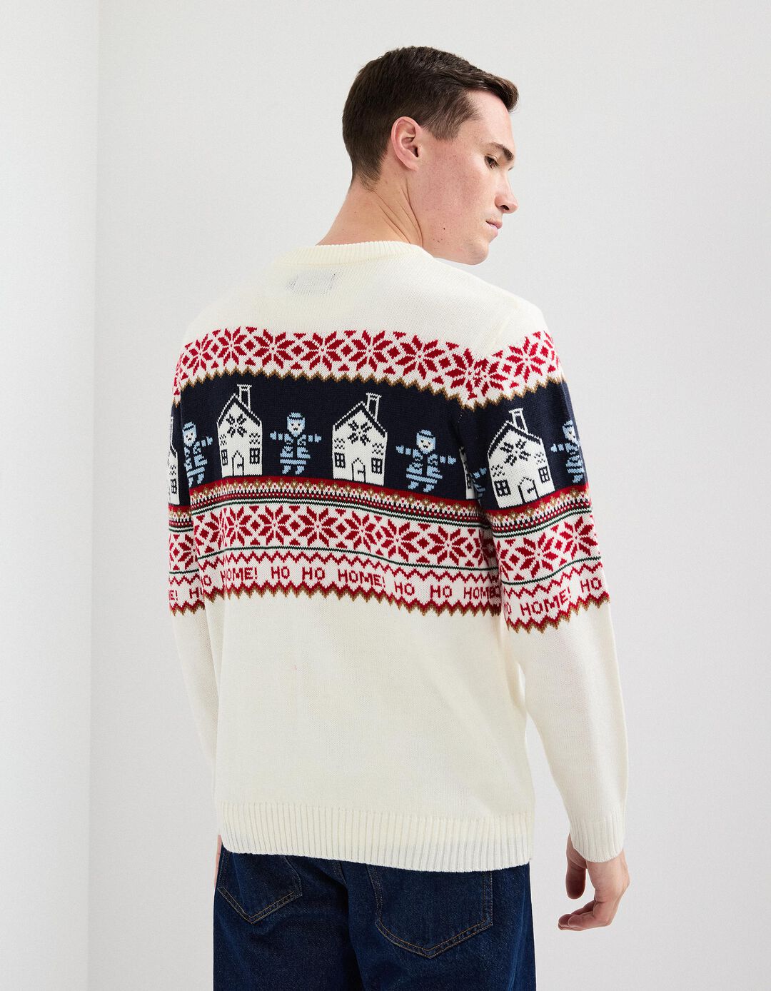 Camisola Natal de Malha, Homem, Bege Claro