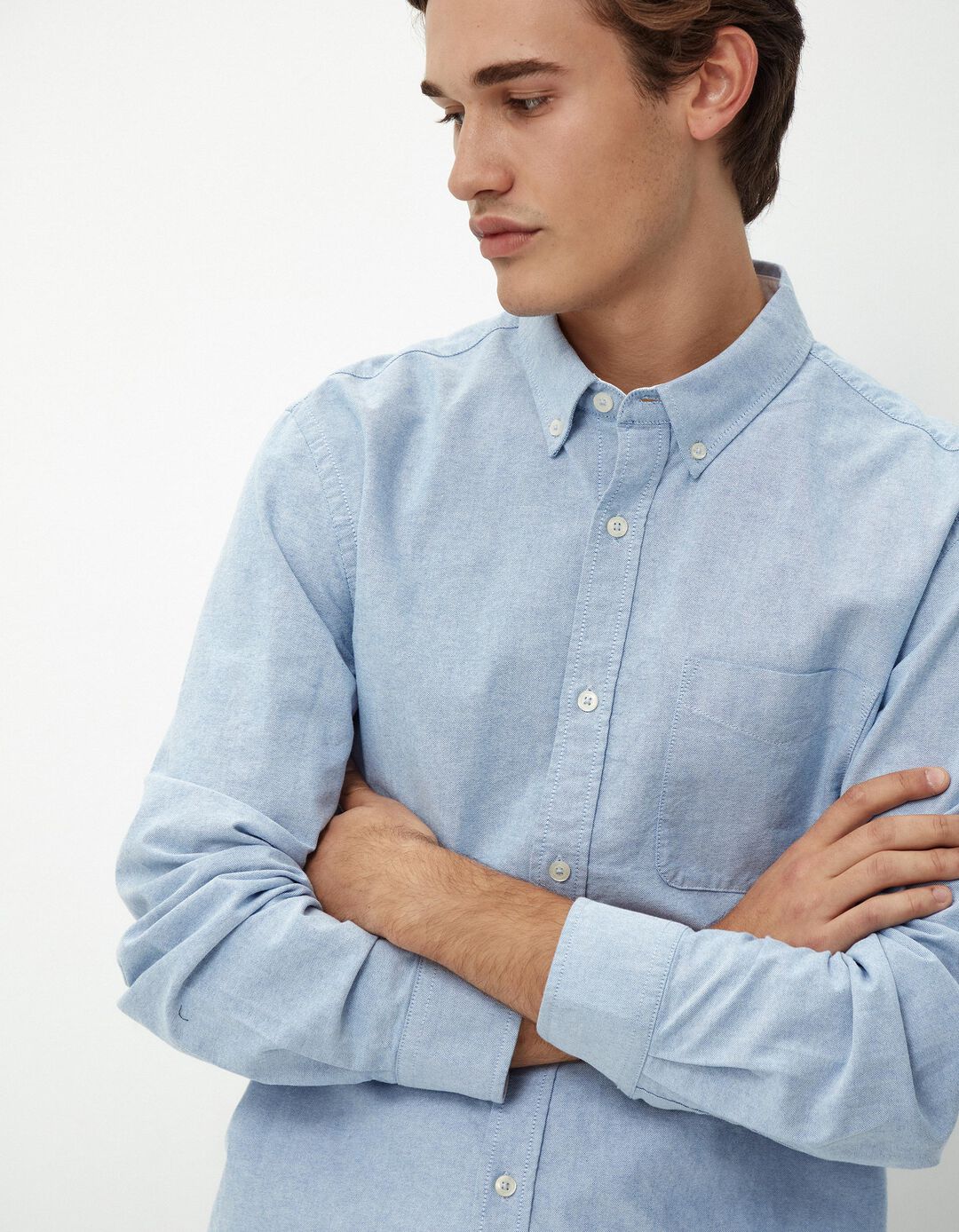 Camisa de Manga Comprida Oxford, Homem, Azul Claro