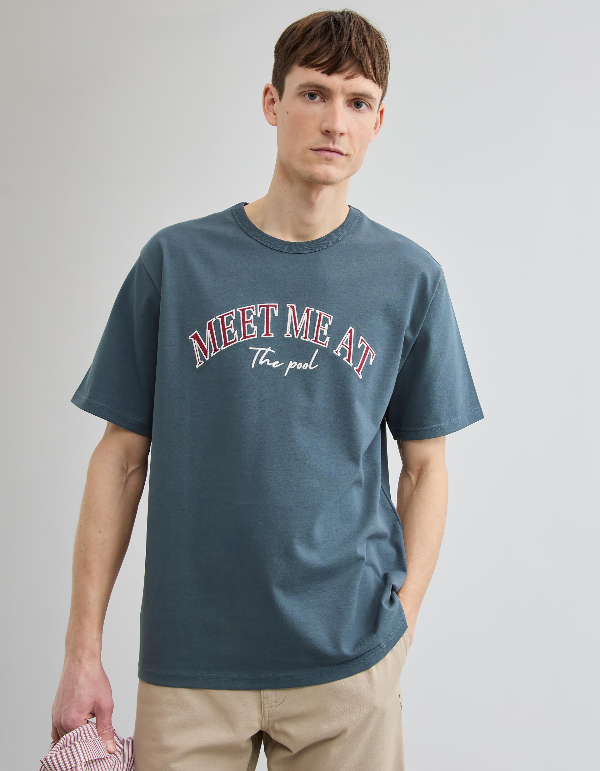 Comprar Online T-shirt Heavy Jersey Bordado, Homem, Azul Escuro