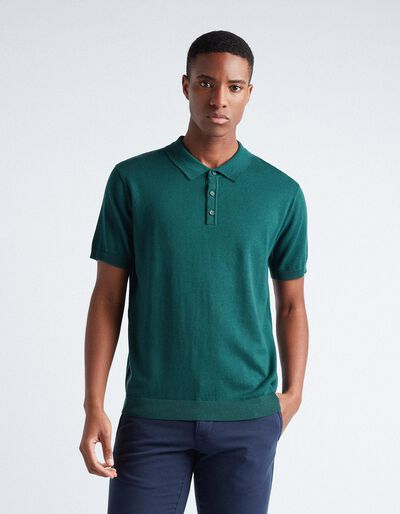 Knitted Polo, Men, Green