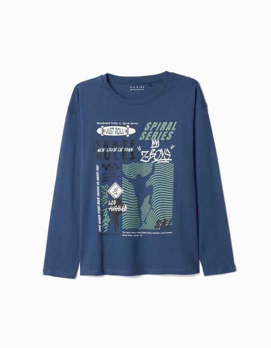 Comprar Online T-shirt de Manga Comprida Estampado, Menino, Azul