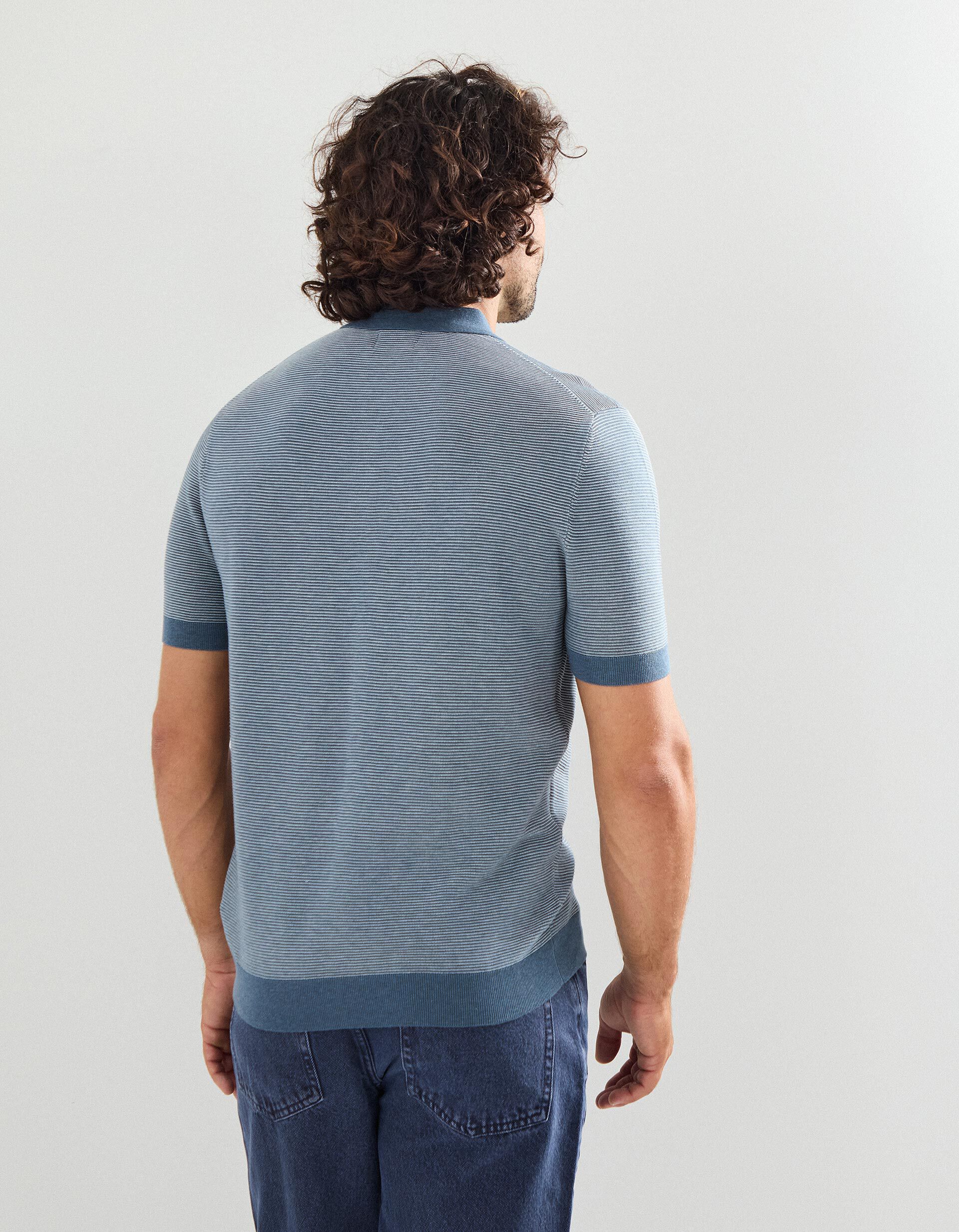 Comprar Online Polo de Malha com Riscas, Homem, Azul