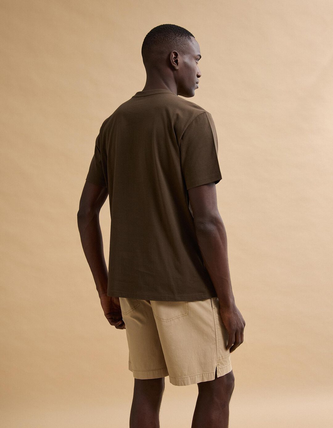 T-shirt Jersey Estampada, Homem, Castanho