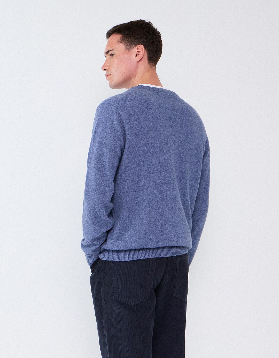 Camisola Com Mistura De L&atilde;, Homem, Azul 