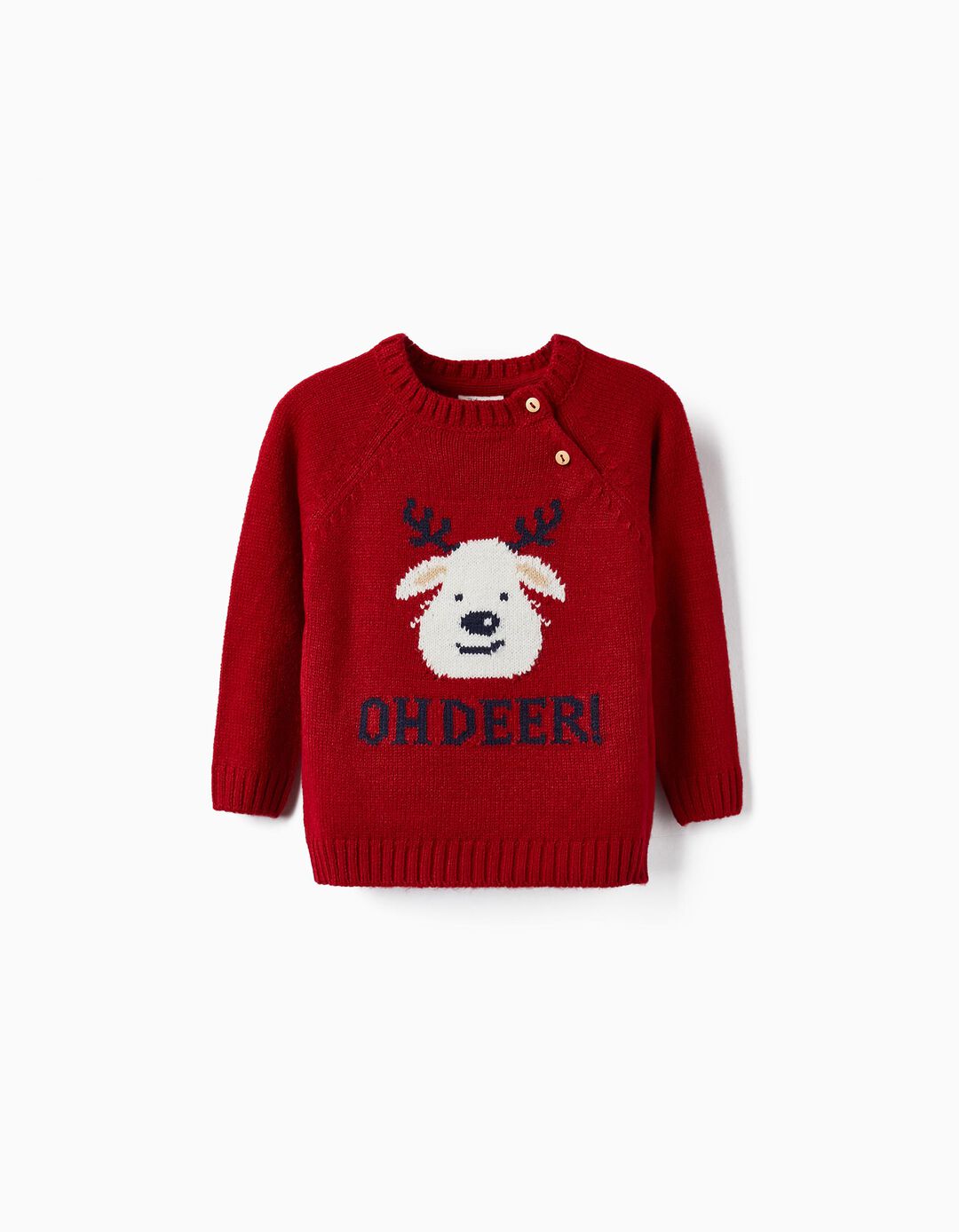 Knitted Sweatshirt for Baby 'Reindeer - Christmas', Red