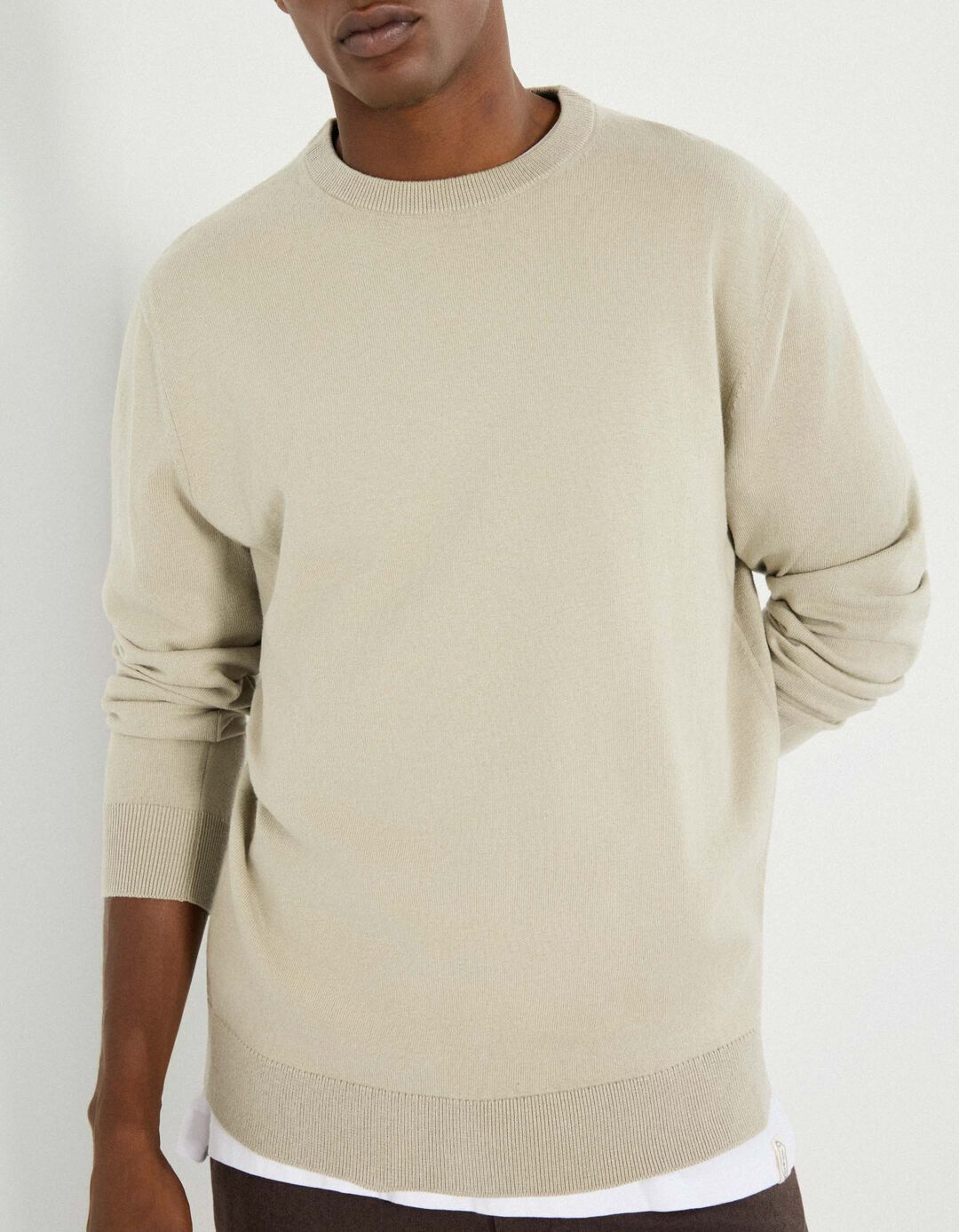 Camisola com Caxemira, Homem, Bege 