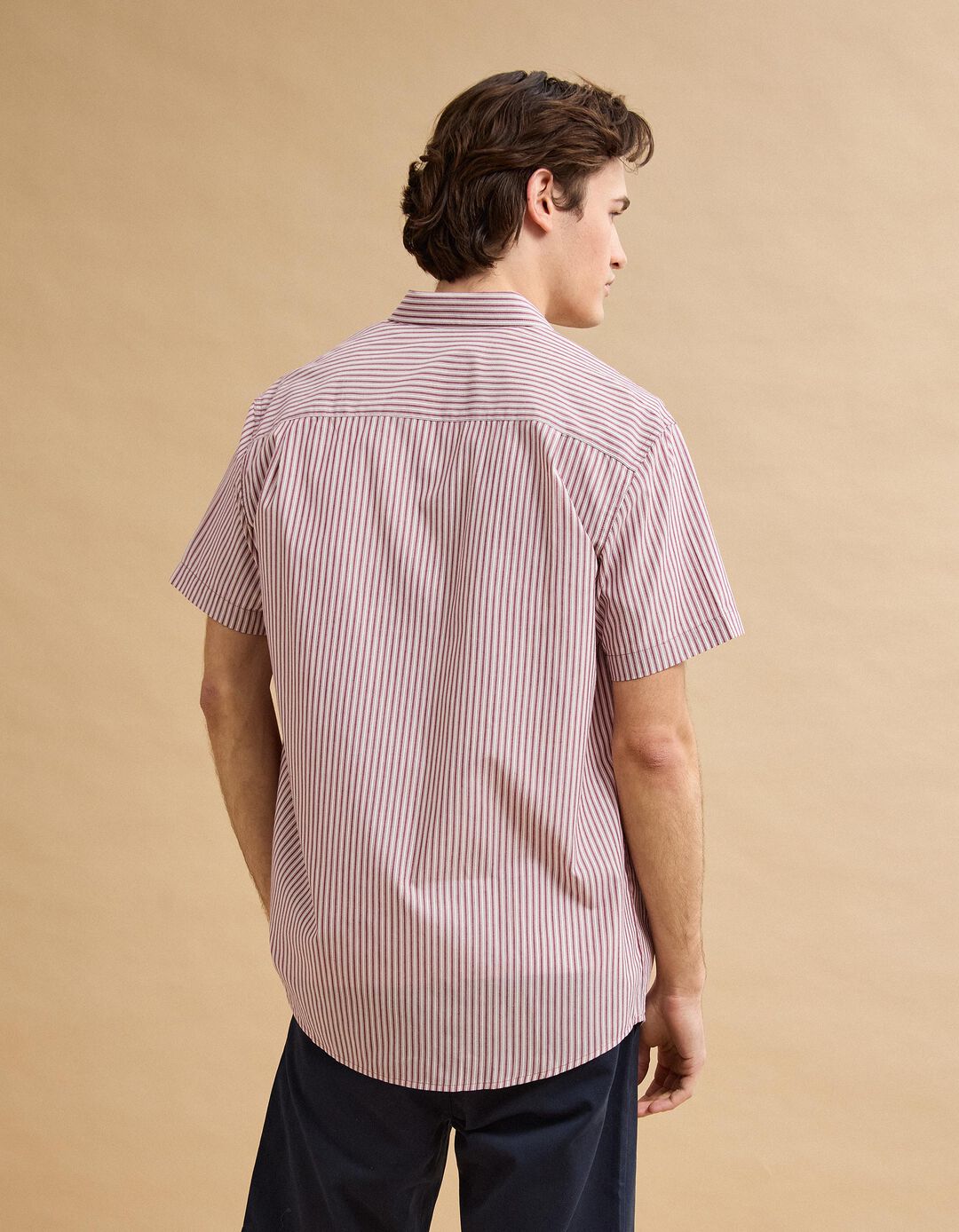 Camisa Manga Curta, Homem, Vermelho Escuro