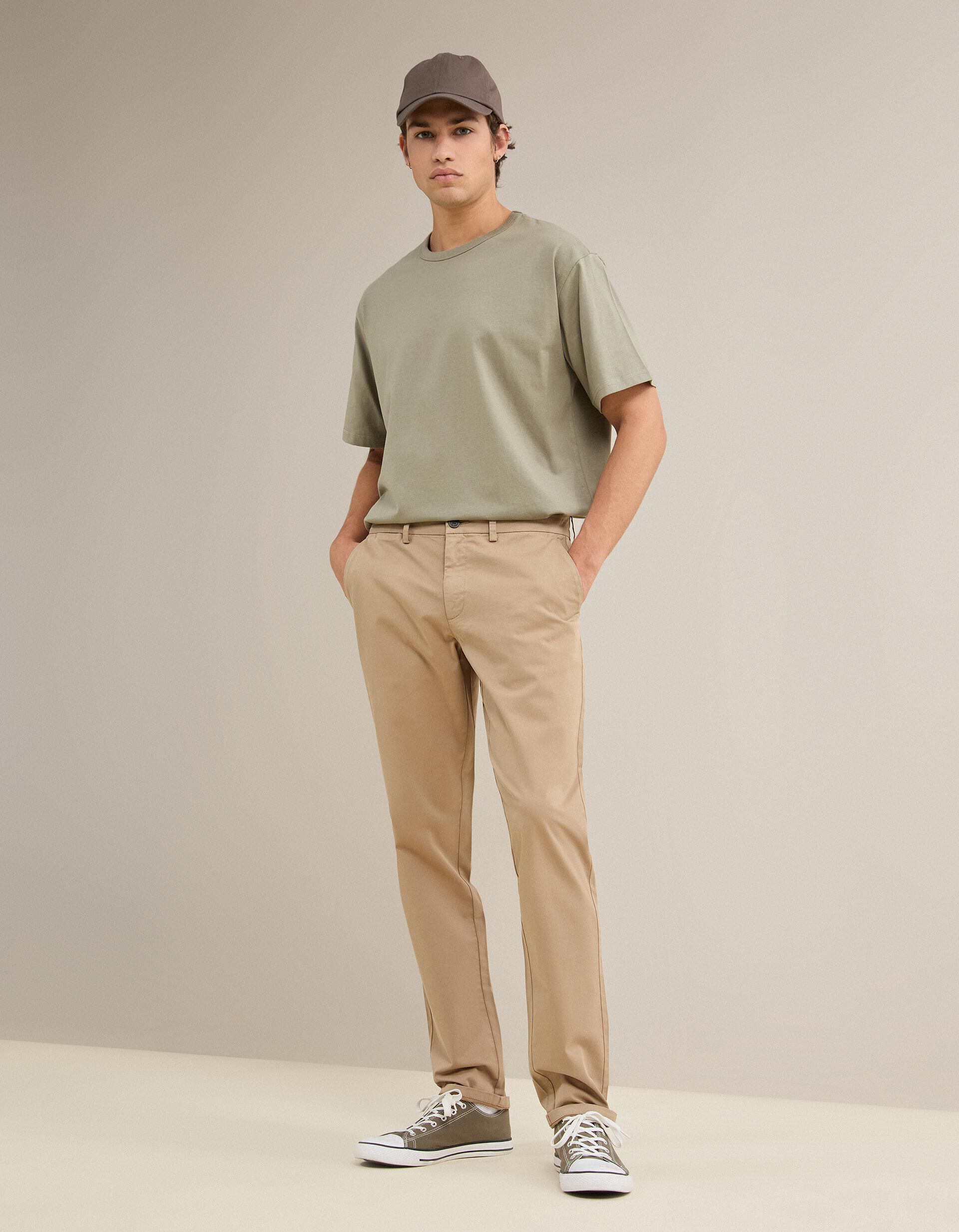 Comprar Online Cal&ccedil;as Chino Slim, Homem, Bege Escuro
