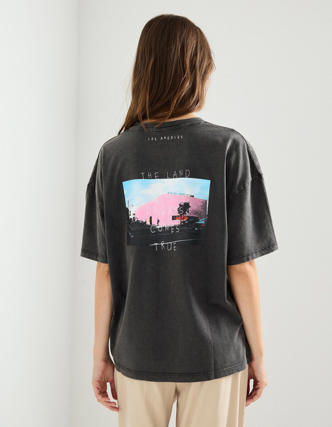 T-shirt Print, Mulher, Cinzento Escuro
