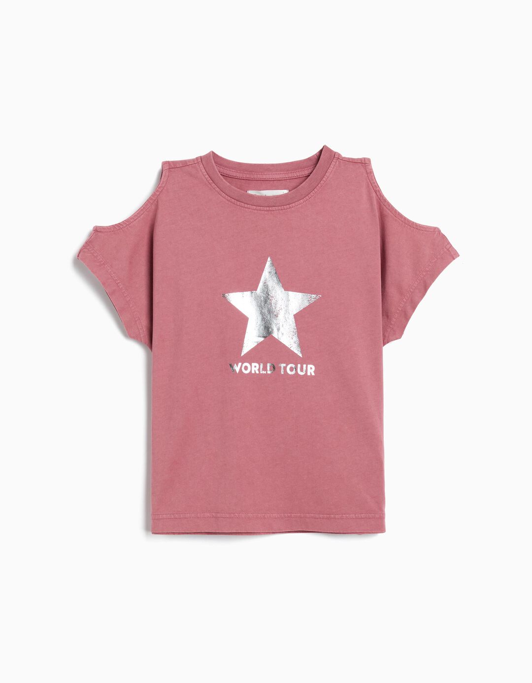T-shirt Manga Curta Cut Out, Menina, Rosa Escuro