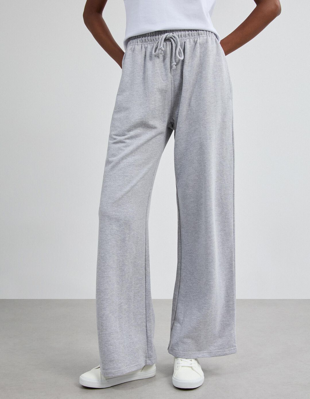 Cal&ccedil;as Jogger Wide Leg, Mulher, Cinzento
