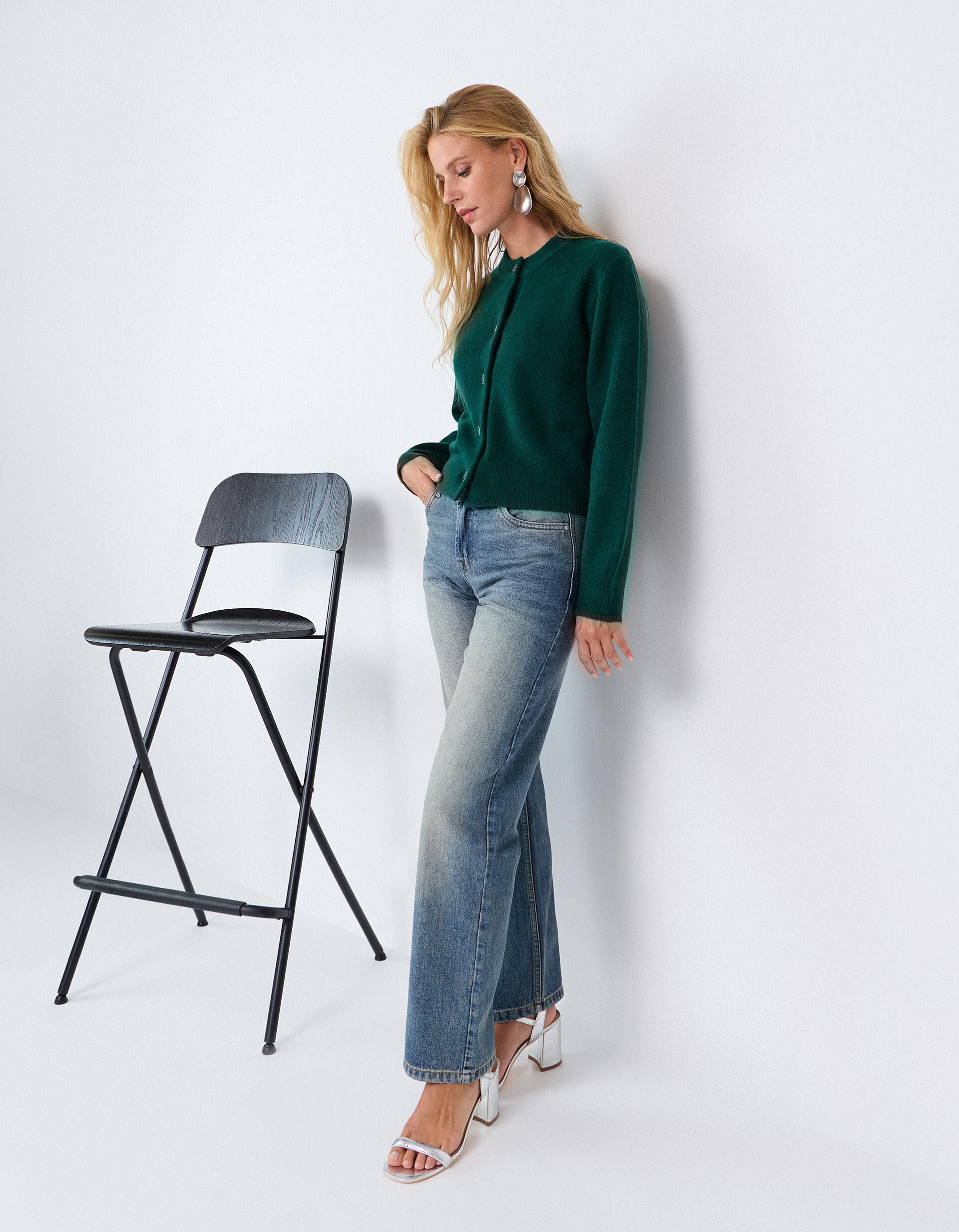 Comprar Online Casaco De Malha Tricotada, Mulher, Verde Escuro
