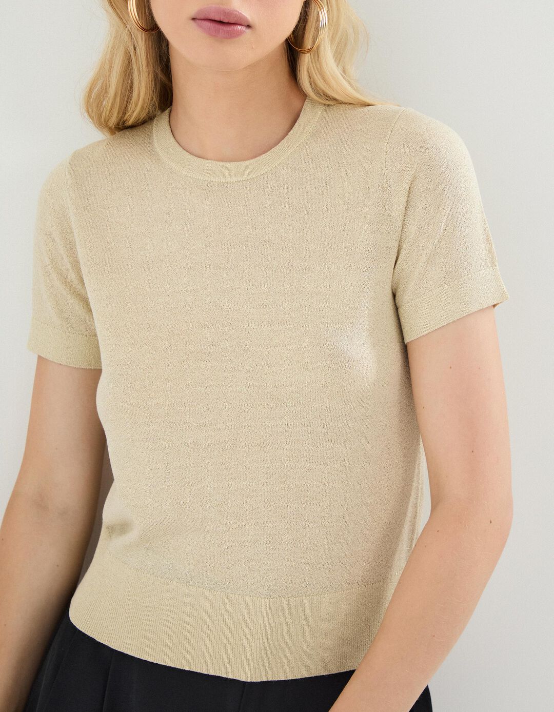 T-shirt Lurex, Mulher, Dourado