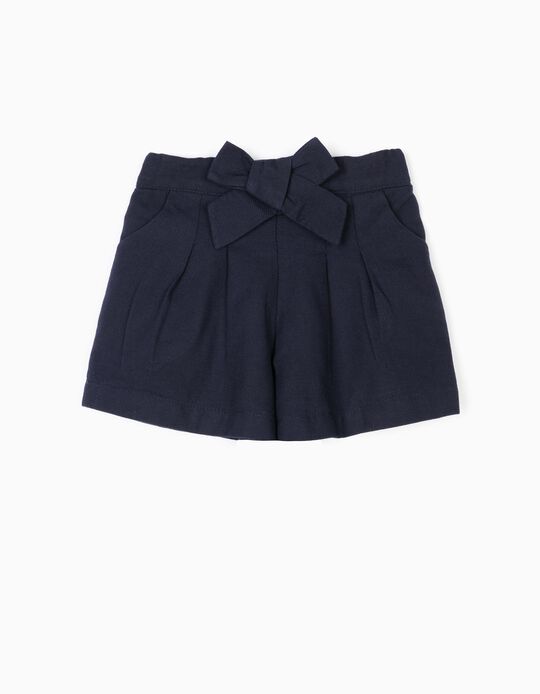 Cal&ccedil;&otilde;es para Beb&eacute; Menina 'B&S' com La&ccedil;o, Azul Escuro