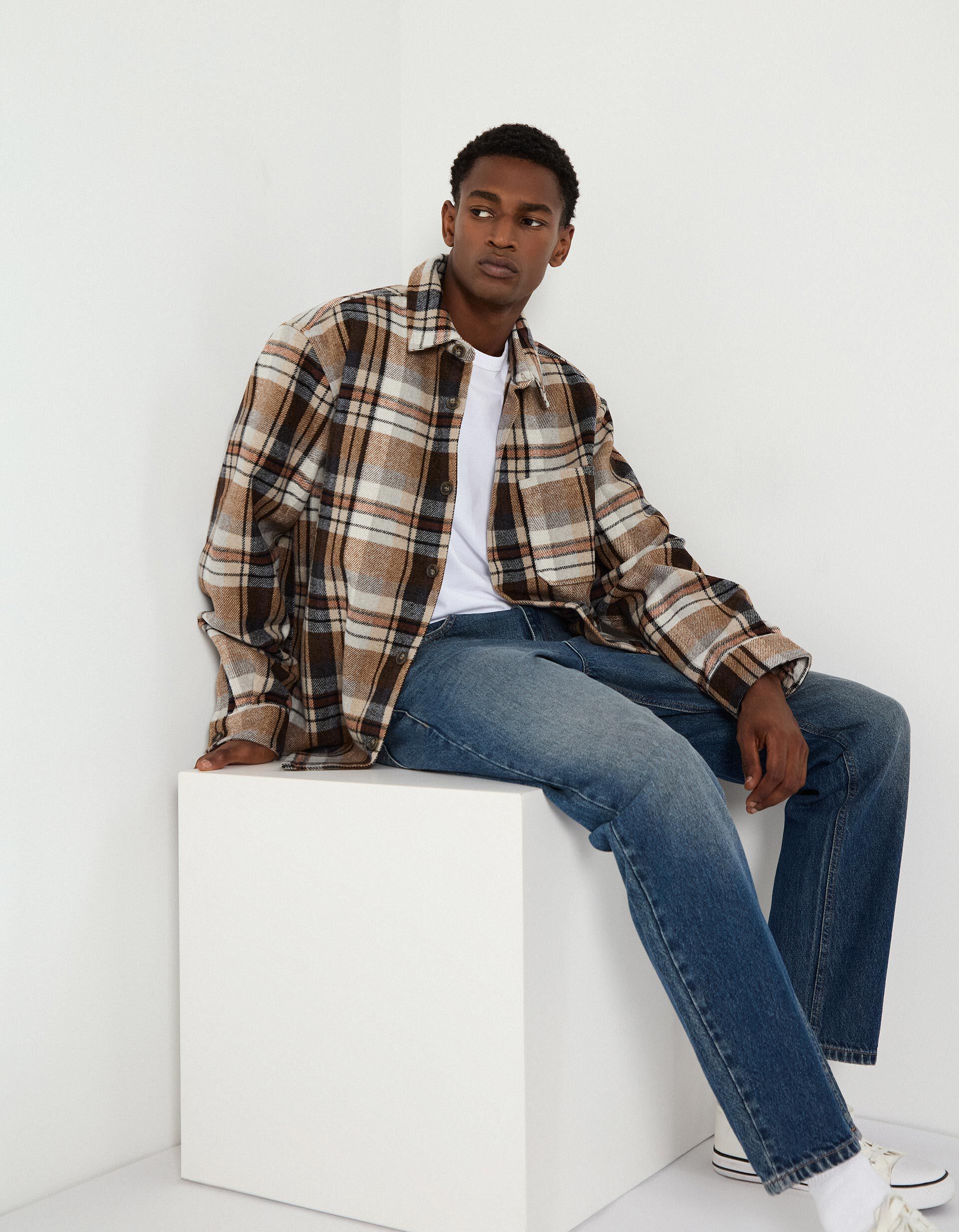 Comprar Online Sobrecamisa de Flanela, Homem, Bege