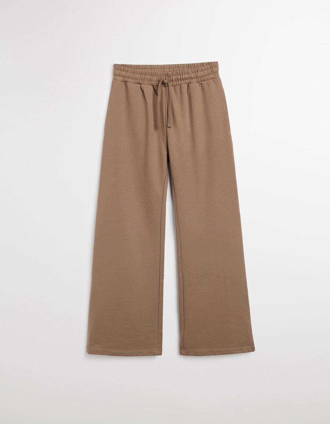 Calças Joggers Wide Leg, Mulher, Bege Escuro