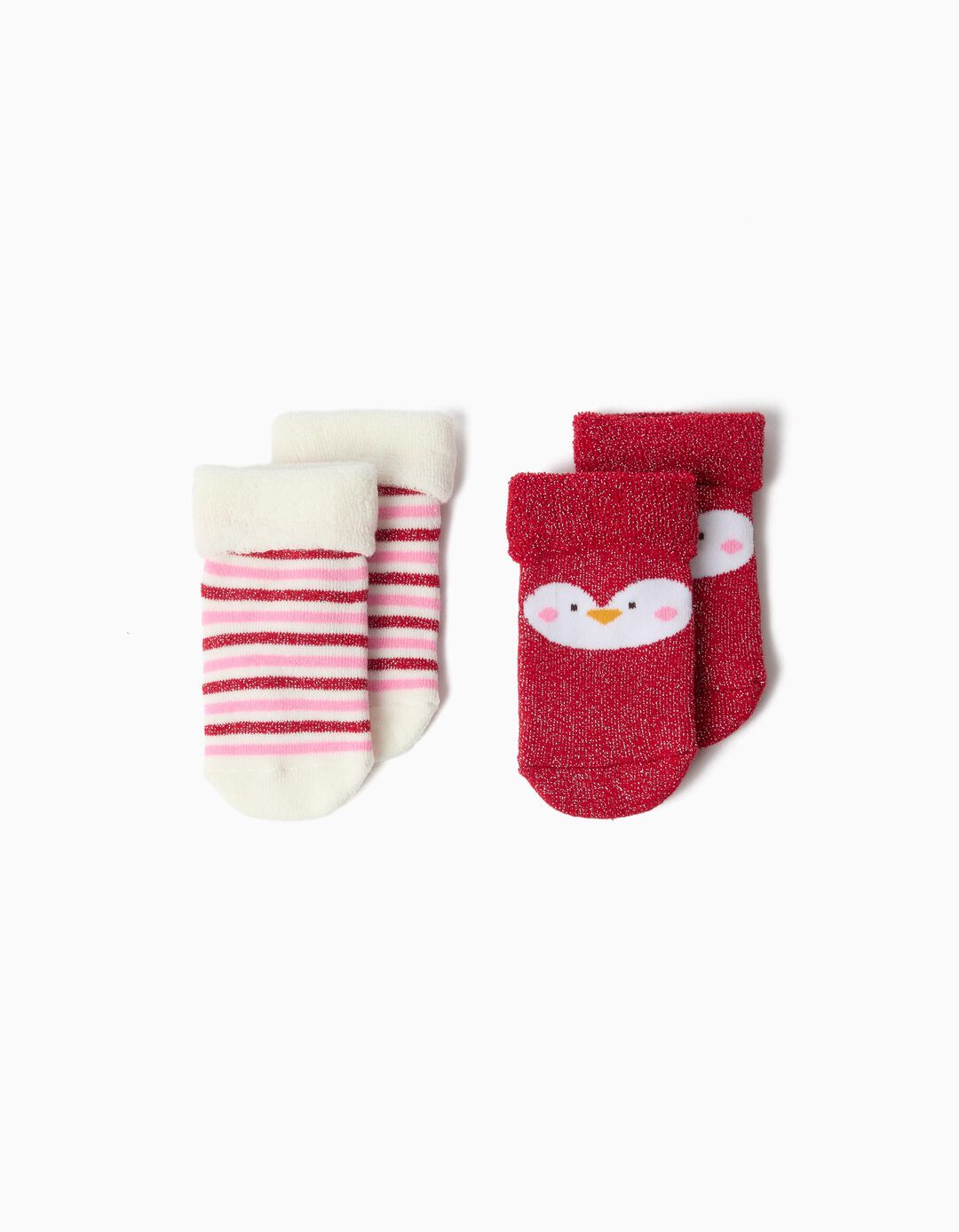 Pack 2 Pares de Meias Natal, Menina, Vermelho Escuro