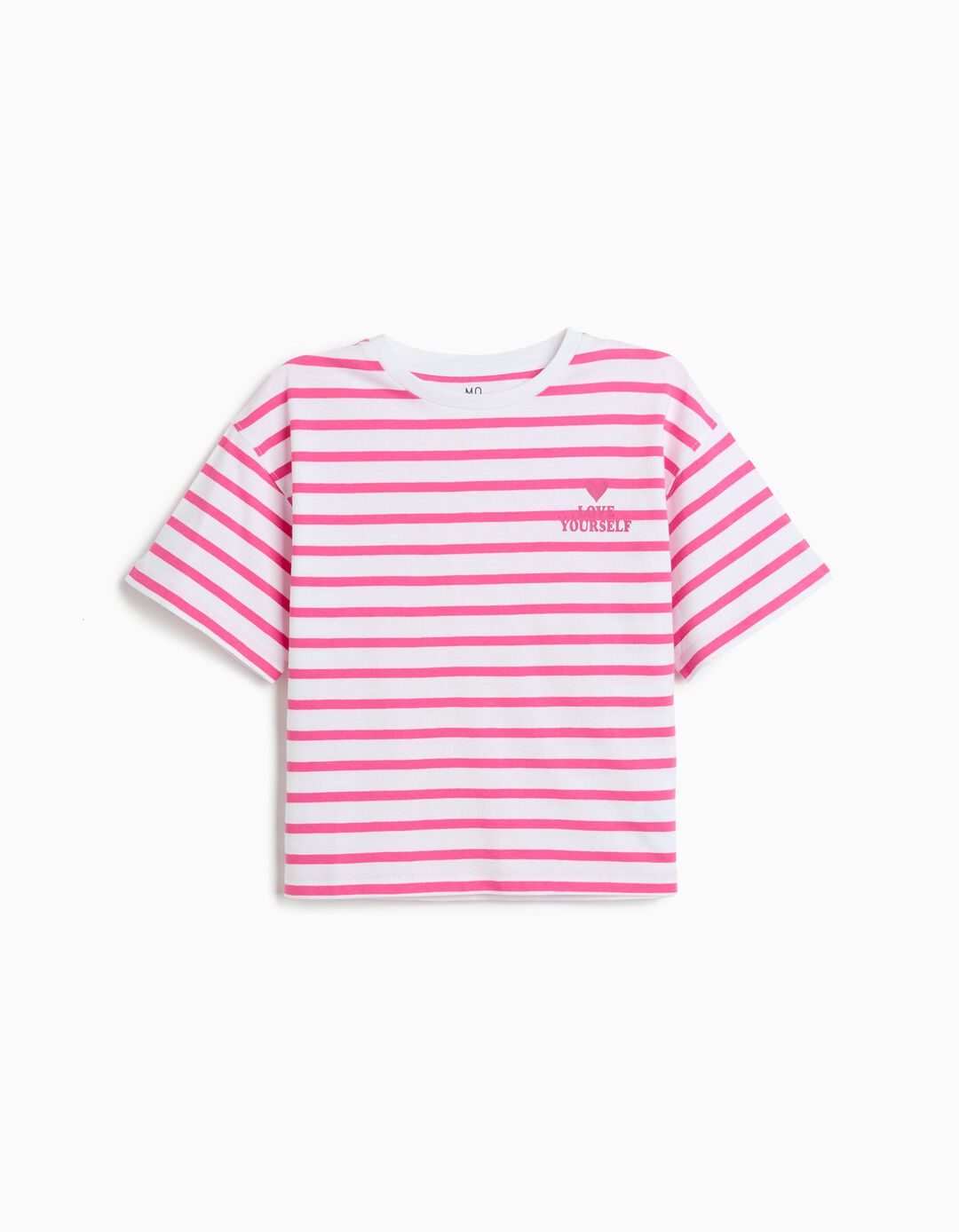 T-shirt Riscas, Menina, Rosa