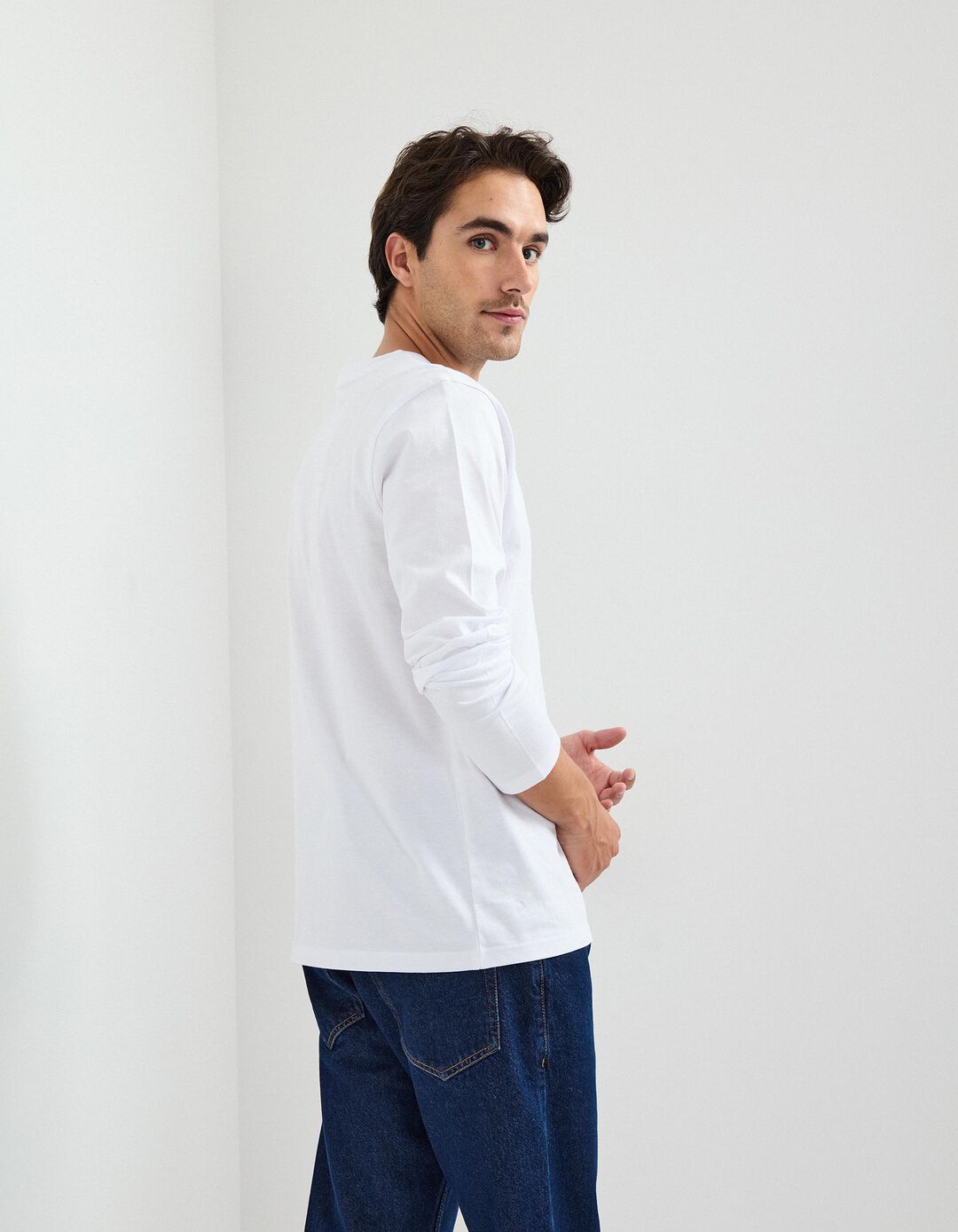 T-shirt de Manga Comprida, Homem, Branco