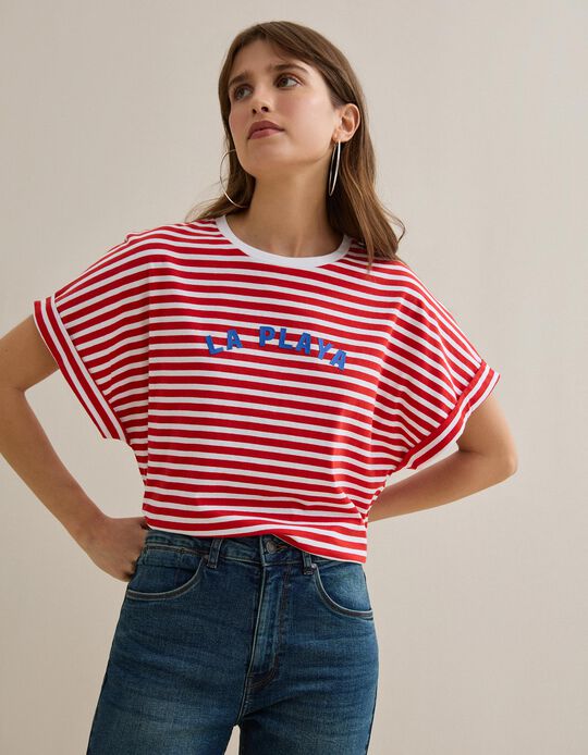 Comprar Online T-shirt Riscas, Mulher, Branco