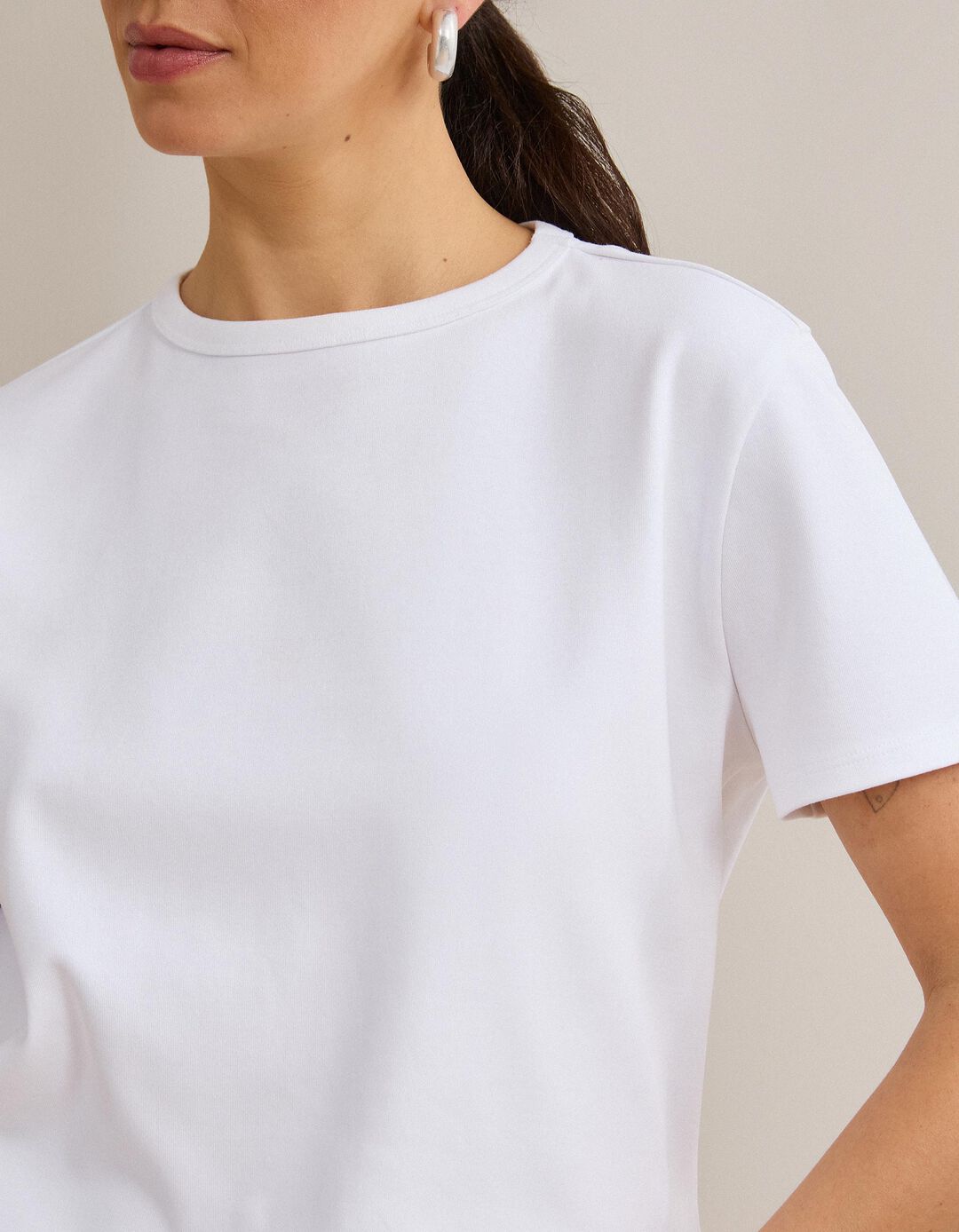 T-shirt Interlock Manga Curta, Mulher, Branco