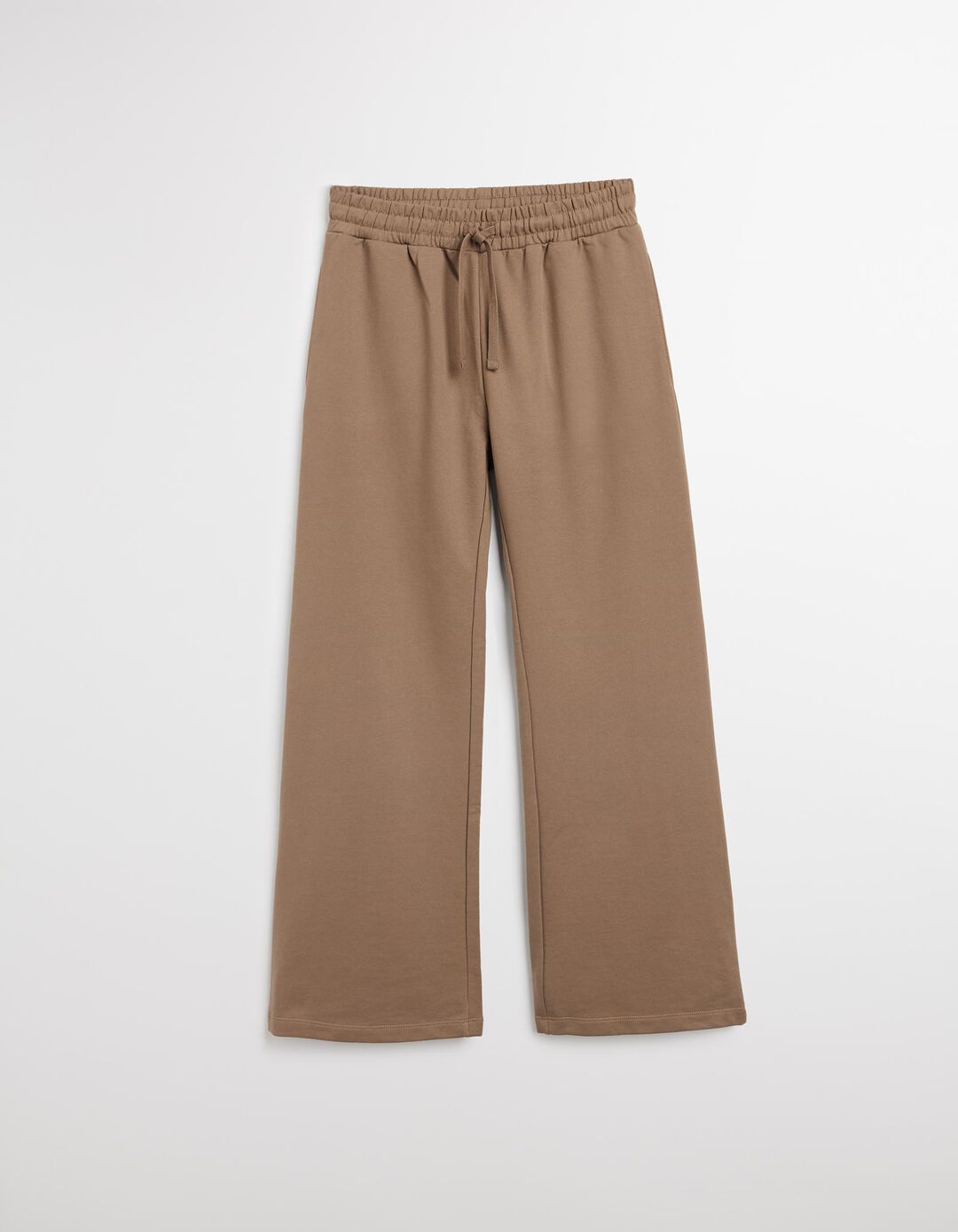 Calças Joggers Wide Leg, Mulher, Bege Escuro