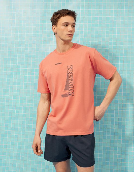 Comprar Online T-shirt Estampada, Homem, Laranja