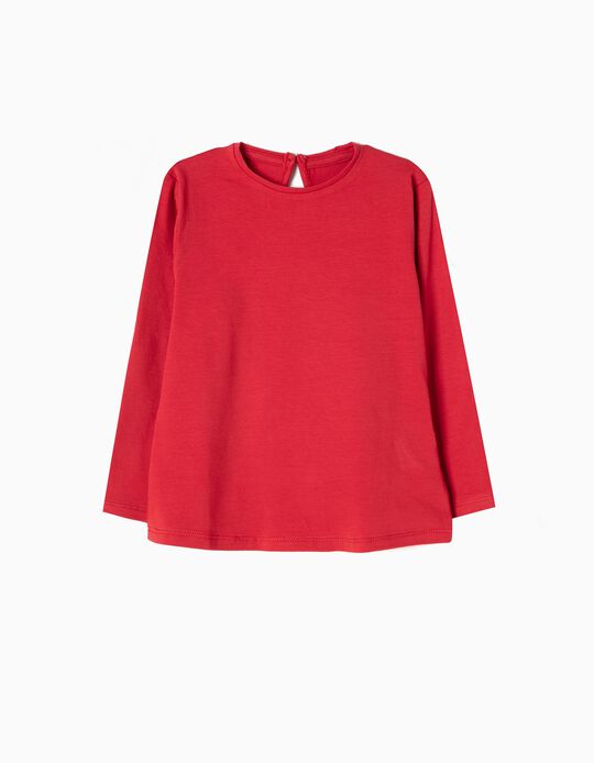 Long-Sleeved Basic Top, Red