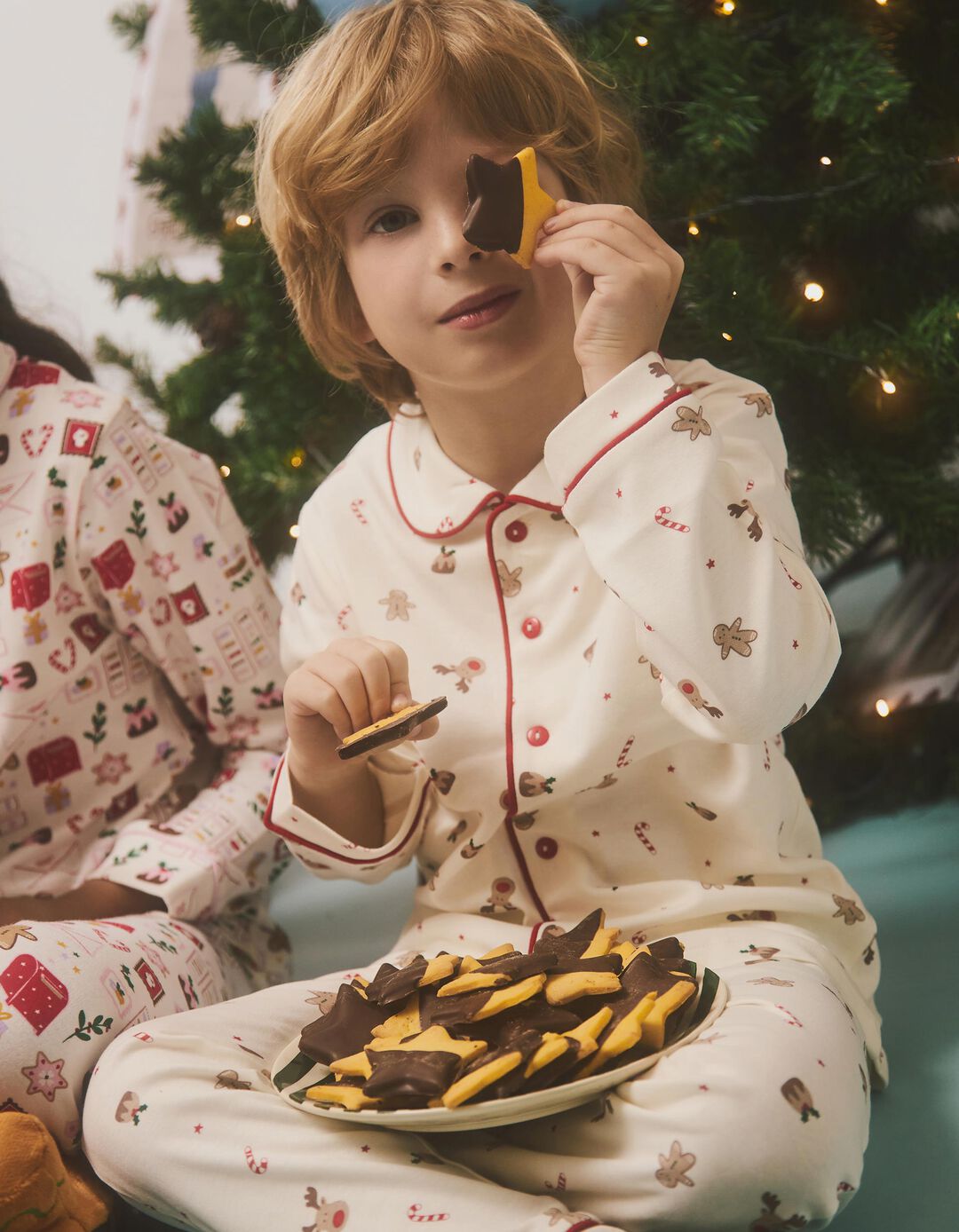 Pijama de Natal, Menino, Bege