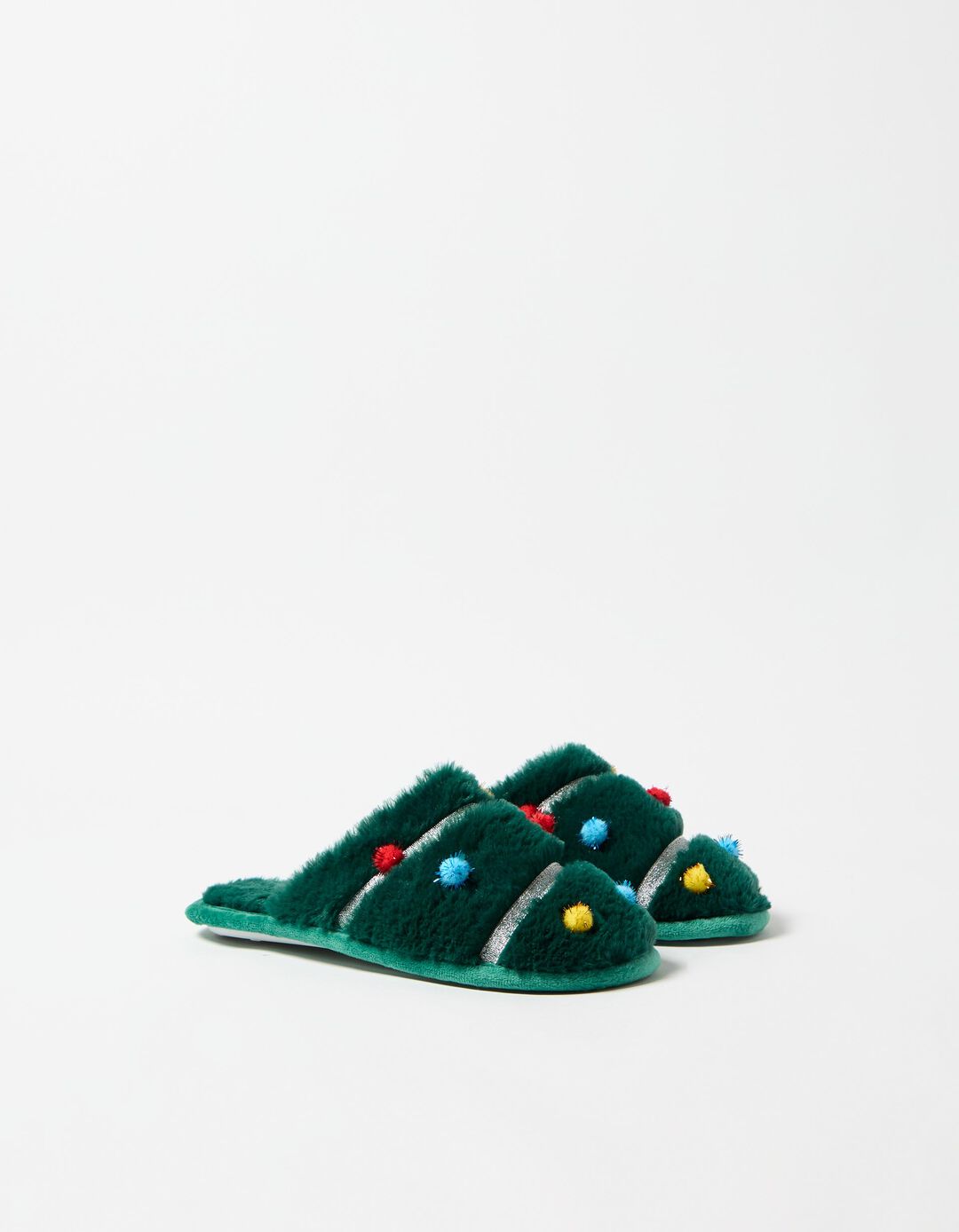 Chinelos de Quarto de Natal, Mulher, Verde Escuro