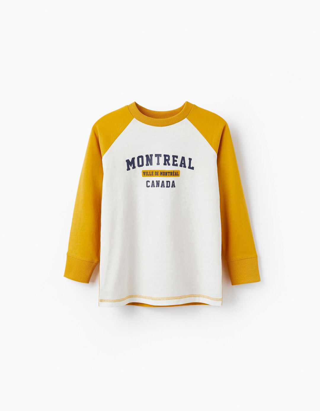 T-shirt em Algodão para Menino 'Montreal', Branco/Amarelo