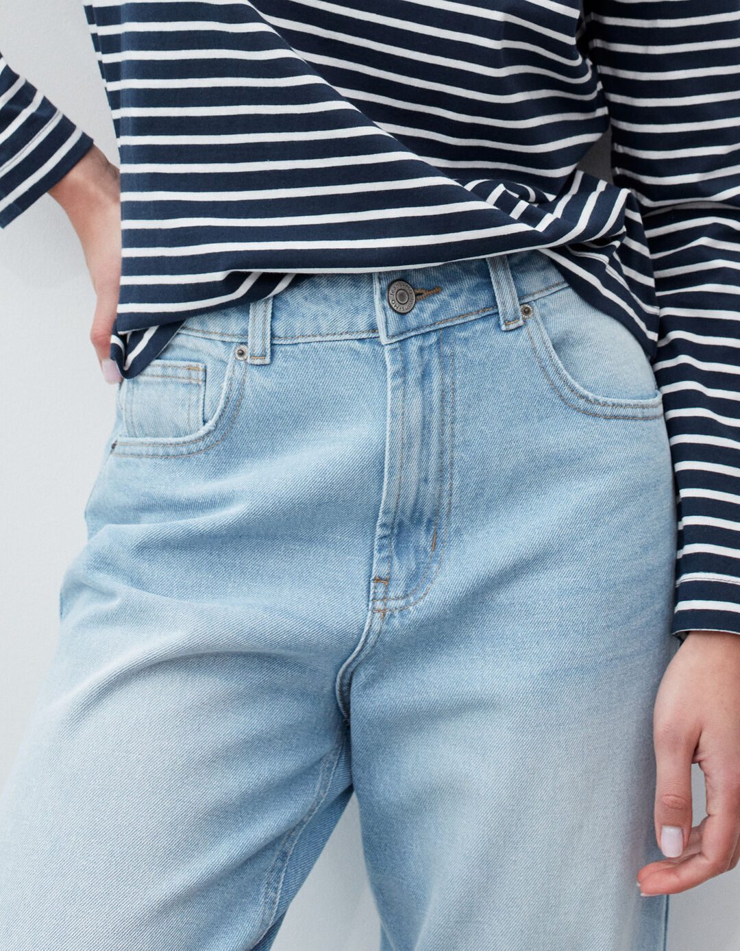 'Tapered Mom Fit' Jeans, Women, Light Blue