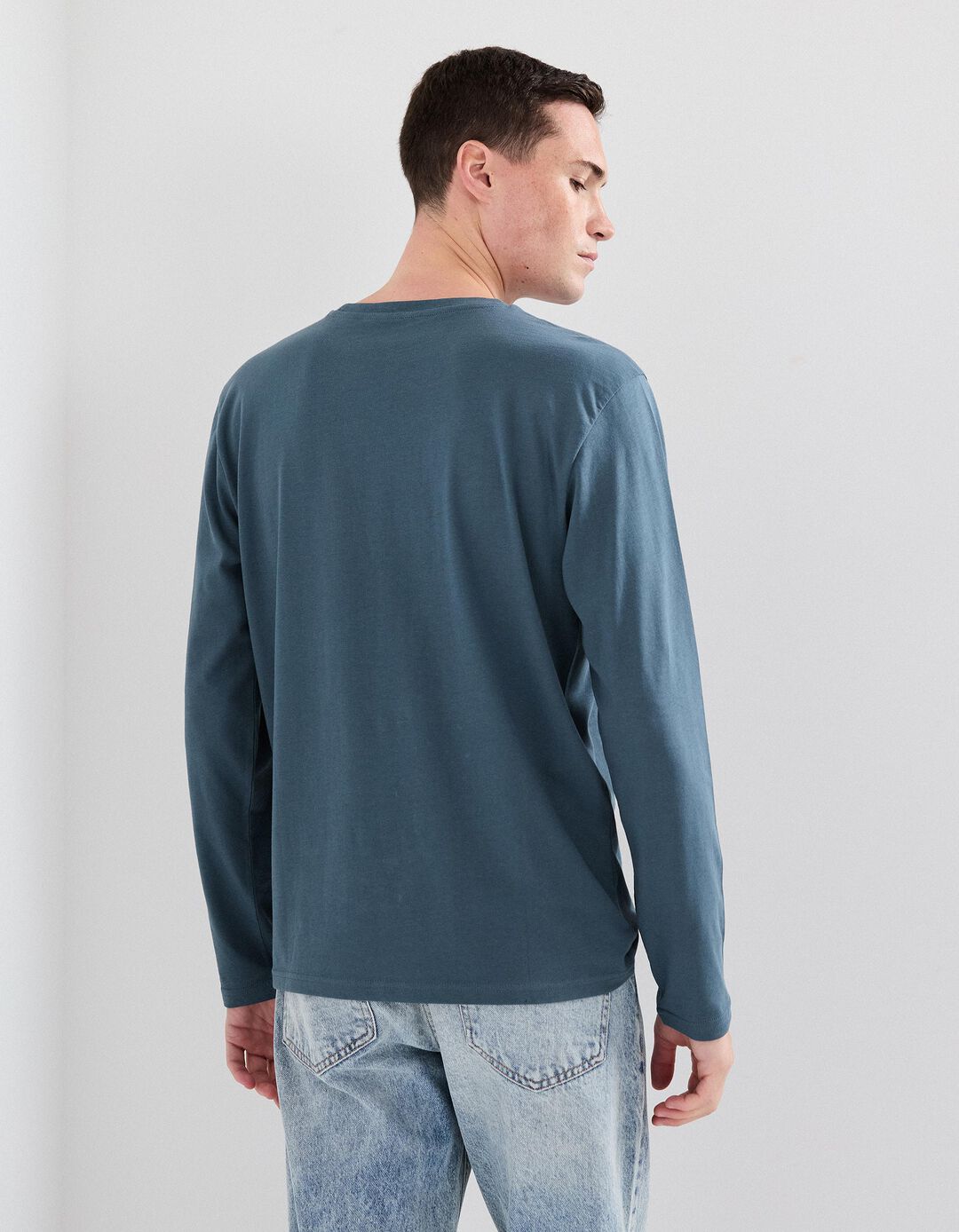 T-shirt de Manga Comprida, Homem, Azul