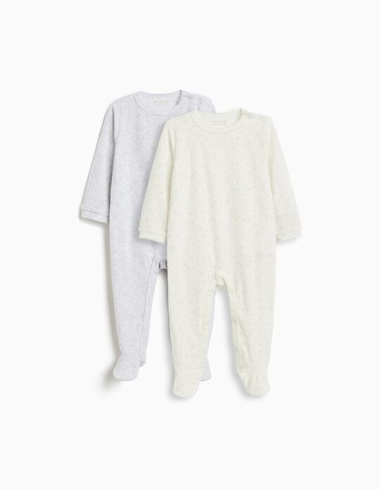 Comprar Online Pack 2 Babygrows, Recém-Nascido, Cinzento Claro